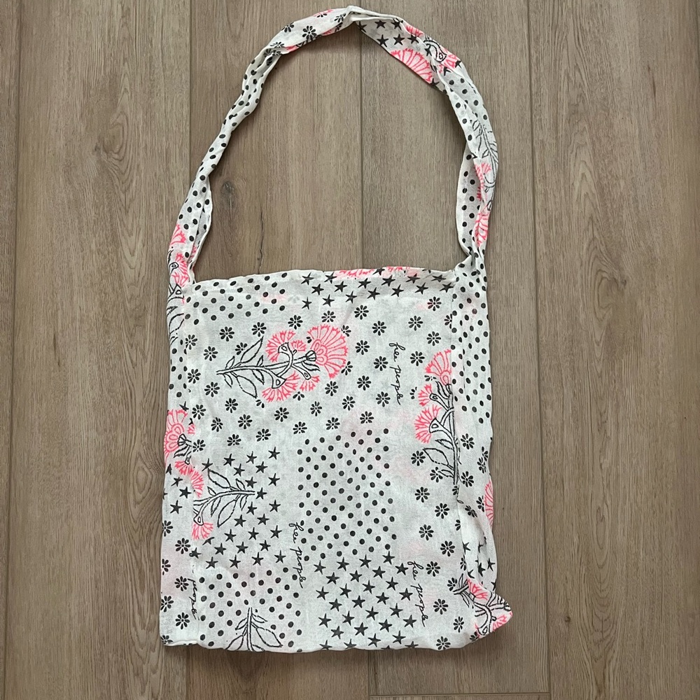Free People Floral Pink and White Tote Bag